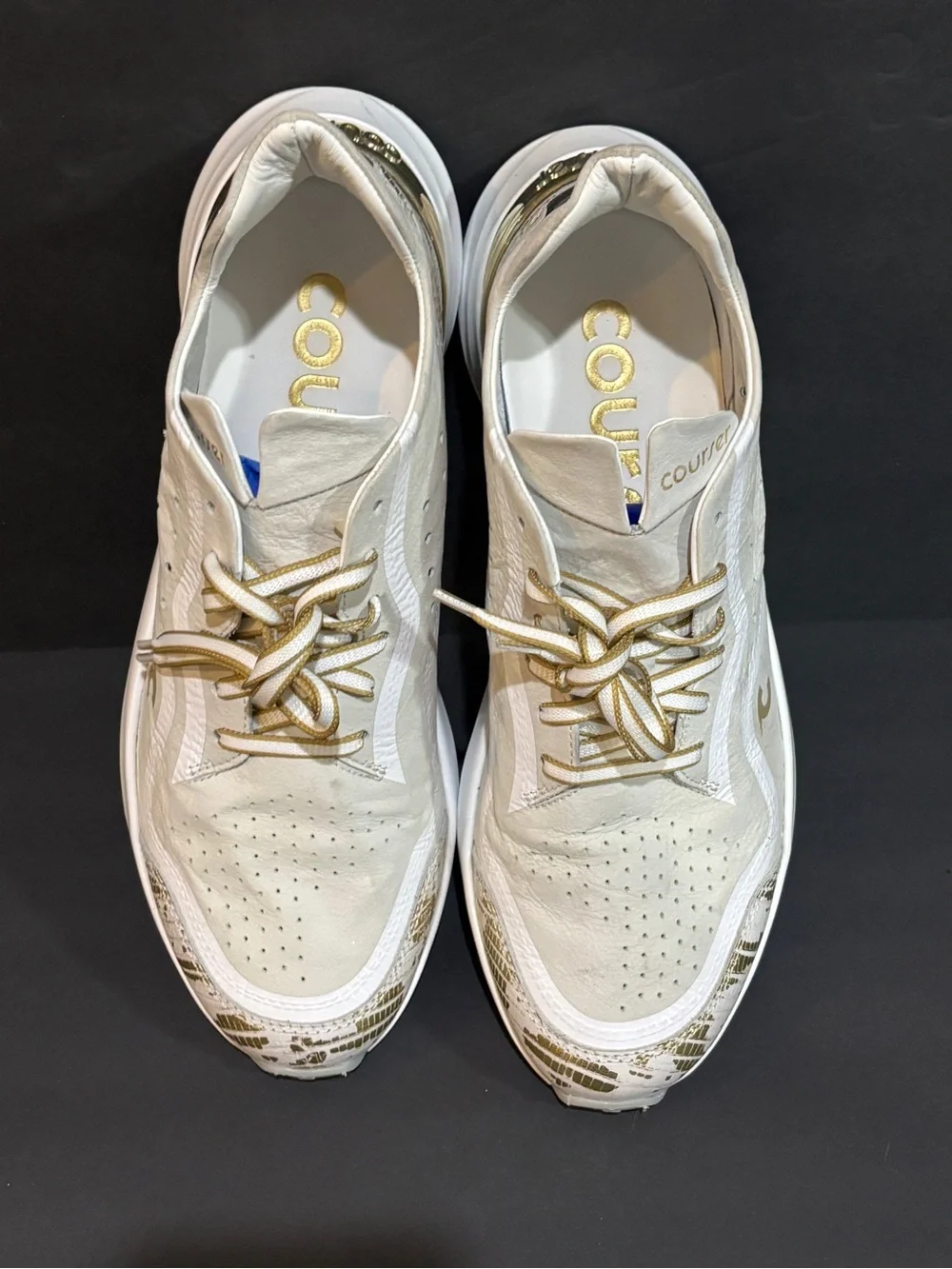 Courser Uno Women’s Sneakers – White Luxe / Gold – Size 11